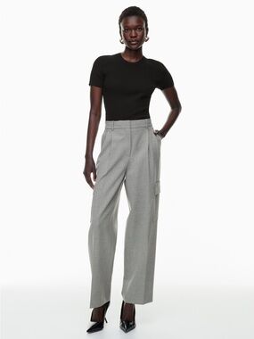 Aritzia Gray Pleated Cargo Trousers